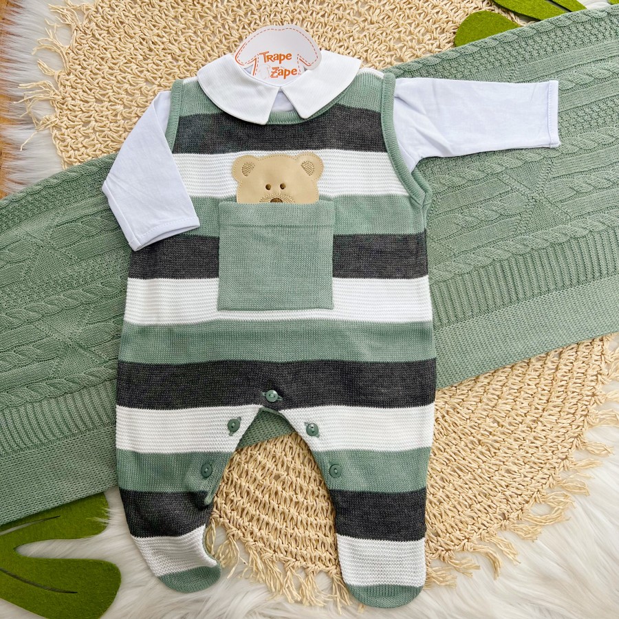 Saída de Maternidade Theodoro - Verde e Chumbo